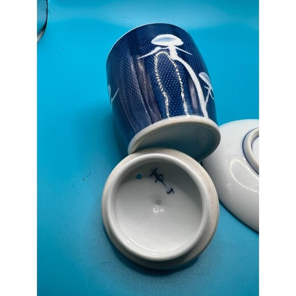 Vintage Japanese Arita ware Porcelain Blue & White sauce pot matching dish - Picture 5 of 6